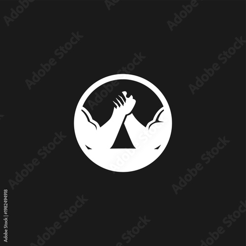 Arm wrestling logo design, hand strength, vector, silhouette, man, sport, championship, badge, bodybuilding, gym, training, winner, fitness, human, fist, art, wrestle, competitor, rivalry, athletic