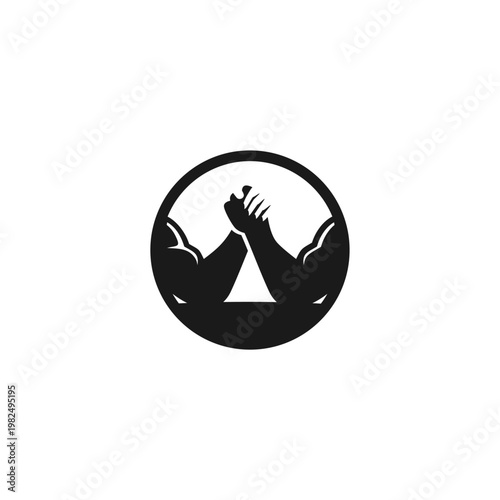 Arm wrestling logo design, hand strength, vector, silhouette, man, sport, championship, badge, bodybuilding, gym, training, winner, fitness, human, fist, art, wrestle, competitor, rivalry, athletic