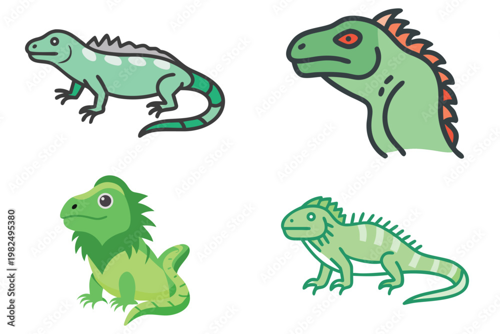 Fototapeta premium Iguana Vector Illustration - Tropical Reptile Icon