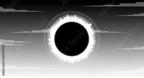 Total Solar Eclipse With Corona Visible in Sky.