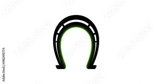Lucky Horseshoe with Green Glow, Symbol of Good Fortune and Success