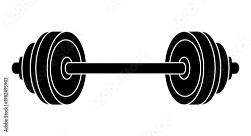 Black Silhouette of a Barbell Weight Lifting Equipment.