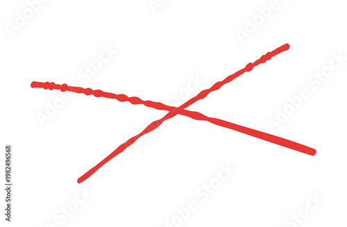 赤ペンでラフに描かれたバツ印の手書き不正解イラスト