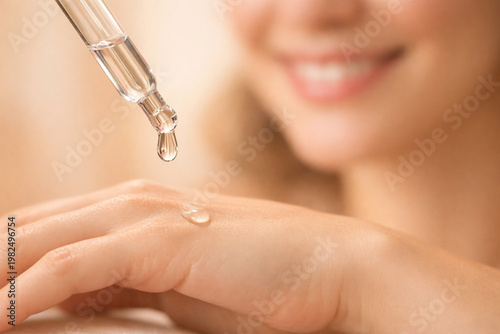 Skincare precision shines as serum drop delivers hydration and radiant beauty glow.