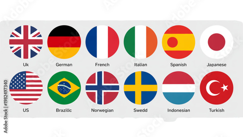 Collection of diverse country flags displayed in a grid pattern Vector