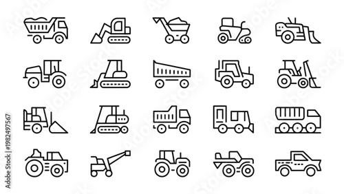 Assorted vintage-style icons depicting various types of transportation and vehicles Vector