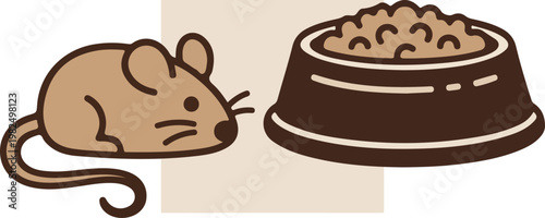 Brown Mouse Eating from Bowl.