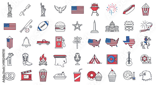 American culture icons pattern with diverse USA symbols