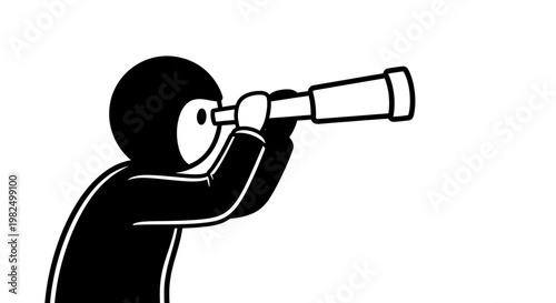 Person Looking Through a Telescope.