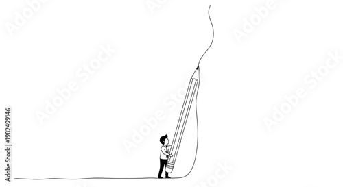 Man climbing a giant fishing rod.