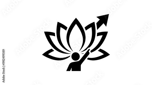 Abstract Lotus Flower Logo with Ascending Arrow