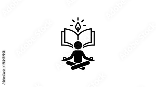 Meditating Person with Open Book and Light