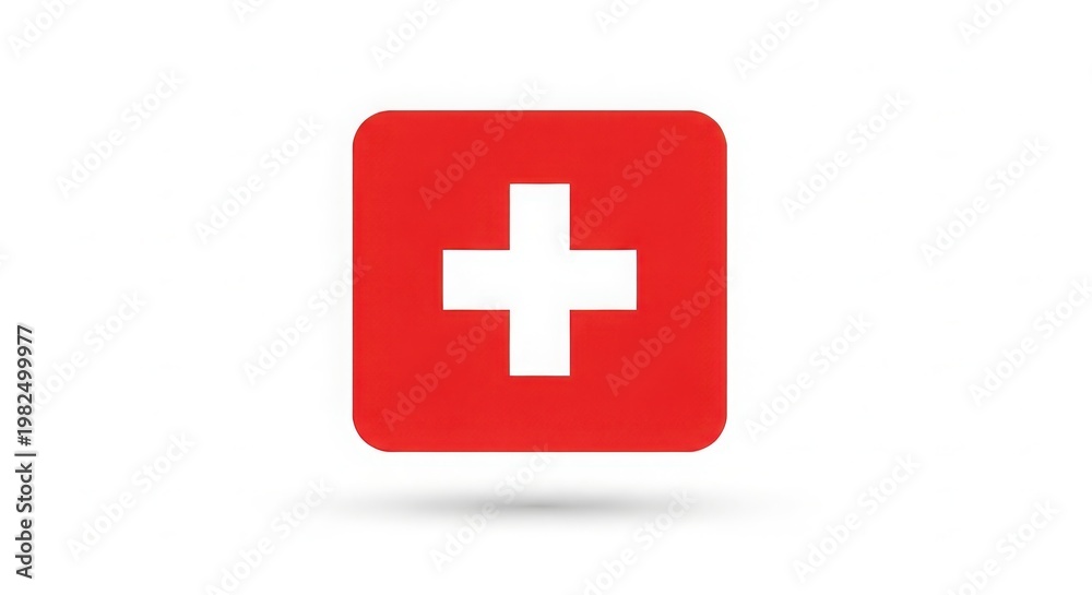 Obraz premium A red square with a white cross symbol on a plain background
