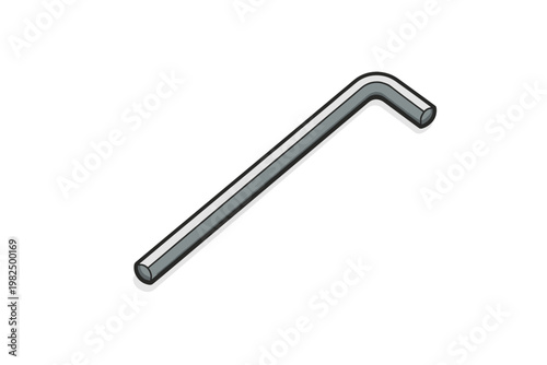 L-Shaped Allen Key Tool for Repair and Maintenance, Hex Key Wrench Vector Illustration Isolated on White Background, Minimalist Flat Design for DIY, Construction, and Mechanical Engineering Work