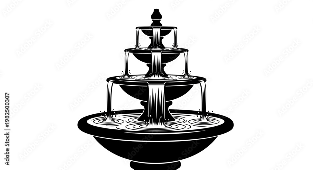 Obraz premium Elegant tiered water fountain with cascading water.