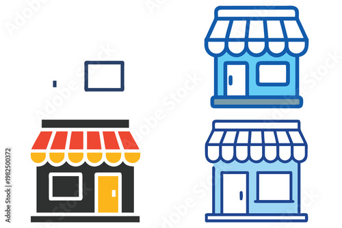 Vector Illustration of a Classic Awning Shop Facade