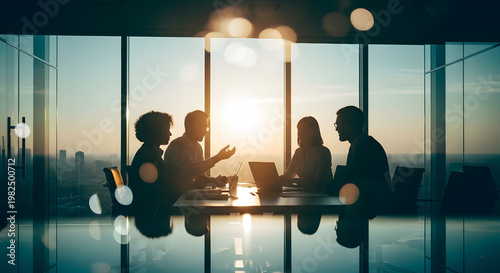 Cinematic Business Team Meeting – Diverse Professionals in Glass Boardroom