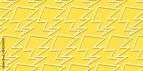 Seamless Yellow Lightning Bolt Pattern Background with Bold Electric Thunder Icon Repetition