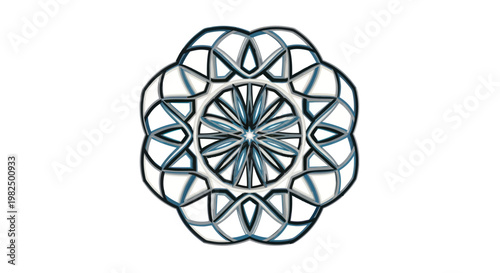 A decorative geometric mandala pattern on a white background.