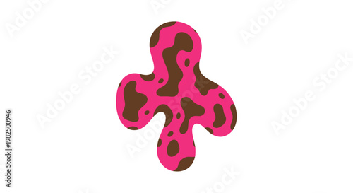 Playful abstract organic shape with pink and brown spotted pattern