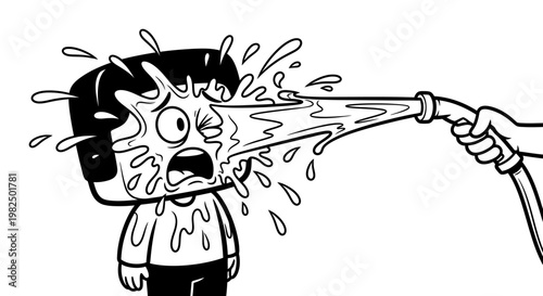 Person getting hit with water spray.