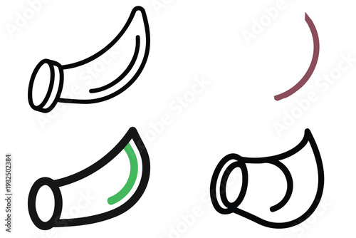 Abstract Horn Shape Vector Illustration - Black Silhouette