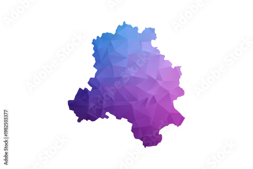 NEW Delhi Map - Polygon Style Vector Illustration in Blue and Purple Gradient, Low Poly Geometric Design, Isolated on White Background, Ideal for Infographics and Learning Materials.