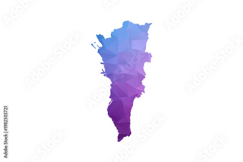 Manila Map - Polygon Style Vector Illustration in Blue and Purple Gradient, Low Poly Geometric Design, Isolated on White Background, Ideal for Infographics and Learning Materials.