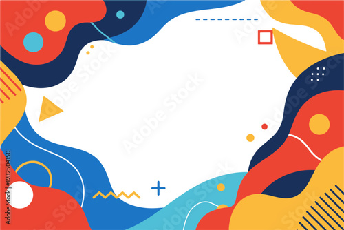 Modern Abstract Fluid Background with Solid Shapes. Clean Minimalist Vector Composition for Website Banner and Landing Page.