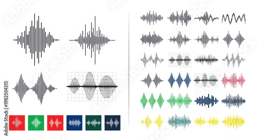 Diverse Sound Waveforms and Audio Visualizations Collection