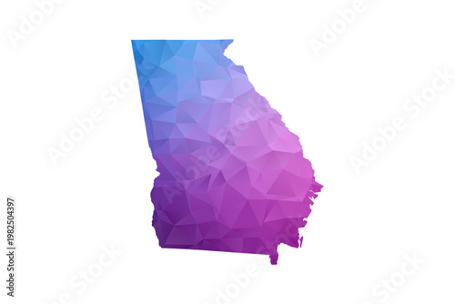 Georgia Map - Polygon Style Vector Illustration in Blue and Purple Gradient, Low Poly Geometric Design, Isolated on White Background, Ideal for Infographics and Learning Materials.