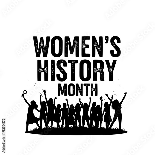 Silhouette of women celebrating women's history month Vector, illustration