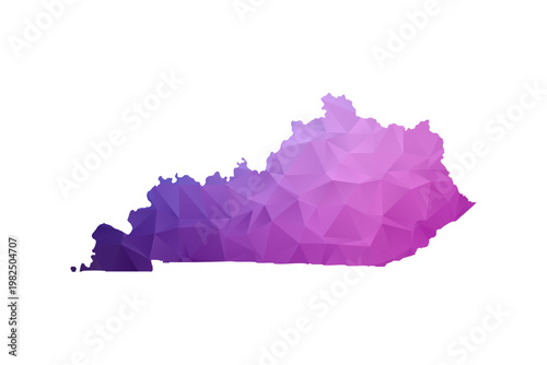 Kentucky Map - Polygon Style Vector Illustration in Blue and Purple Gradient, Low Poly Geometric Design, Isolated on White Background, Ideal for Infographics and Learning Materials.