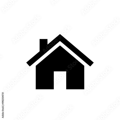 A simple black house icon with a chimney Vector, illustration