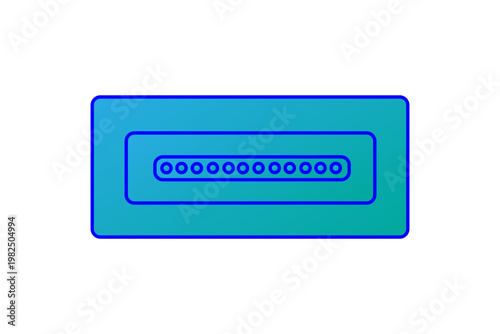 The image is a vector illustration representing a computer or electronic connection port. It maintains the consistent theme of a vibrant teal and blue gradient fill with a bold, dark blue outline.