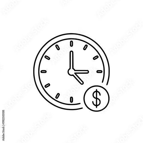 A clock with a dollar sign next to it Vector, illustration