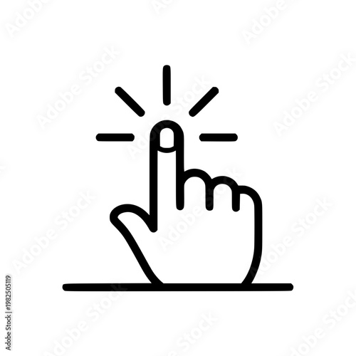 A hand clicking a button with rays of light emanating from it Vector, illustration