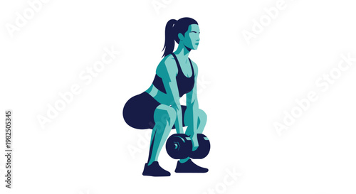 Woman performing a weightlifting exercise in a gym.