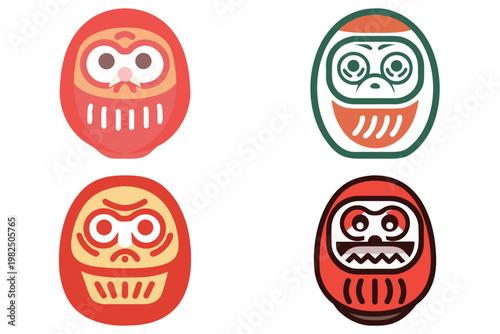 Japanese Daruma Doll Vector Illustration - Good Luck Symbol