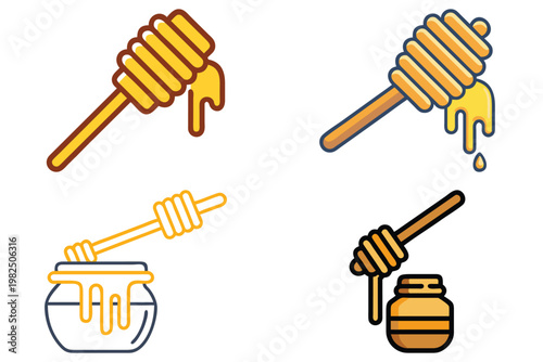 Vector Illustration of Honeycomb with Sticks, Sweet Food Graphic