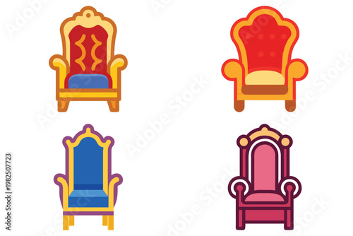 Royal Throne Chair Vector Illustration - Regal Seat Icon