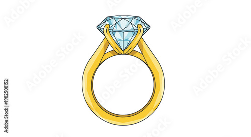 Golden Ring with Large Diamond Stone.