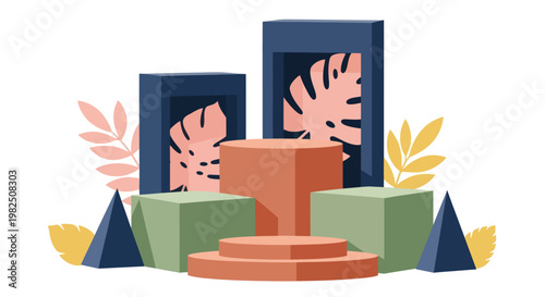 Colorful illustration of a podium.
