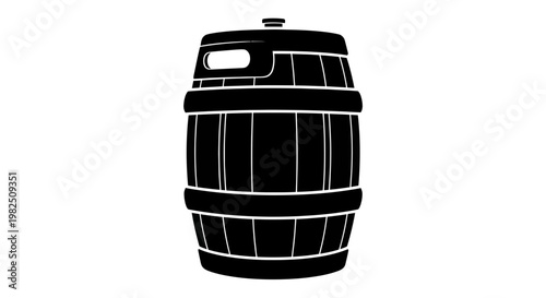 Wooden Barrel Icon, Silhouette of Cask for Wine, Beer, or Whiskey Storage