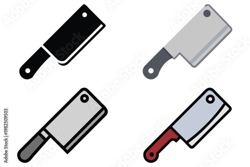 Meat Cleaver Vector Illustration - Sharp Kitchen Knife Graphic