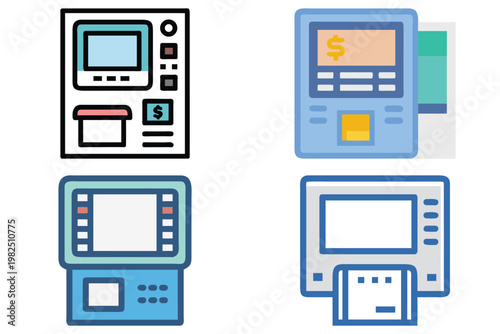 ATM Machine Vector Illustration - Financial Transaction Icon