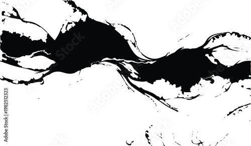 Dark grey ink blot abstract shape isolated on white background for minimalist graphic design and high contrast visual projects.