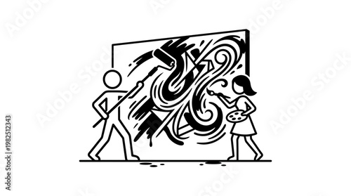 Artists Collaborating on Abstract Artwork