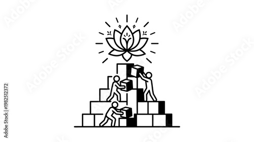 Teamwork Building Towards Enlightenment Symbol