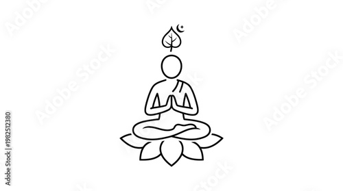 Zen Meditation Symbol Peaceful Figure on Lotus